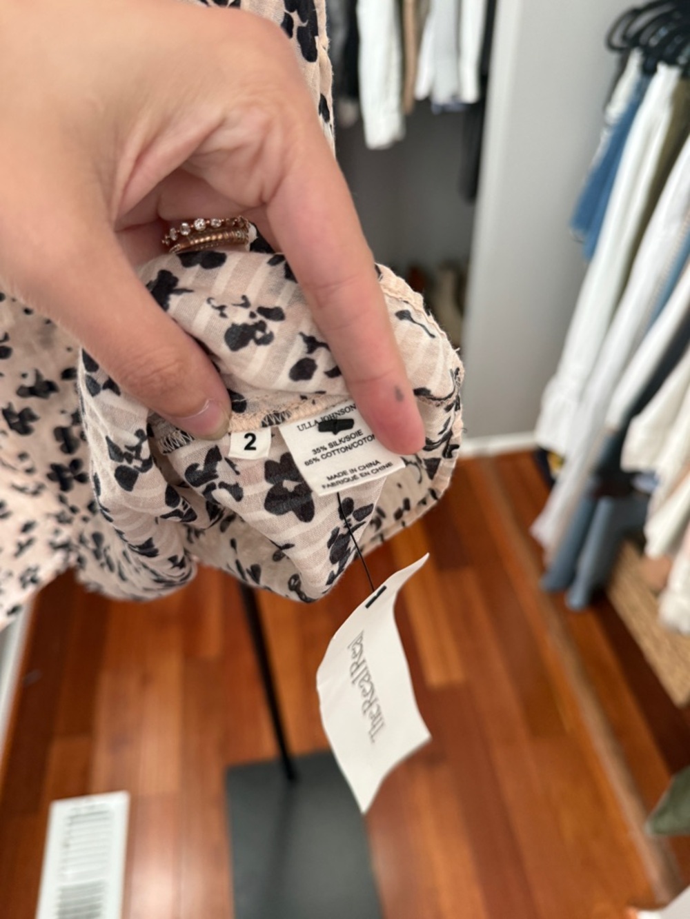 Ulla Johnson Cream Blouse with Black Floral Print - Picture 6 of 7